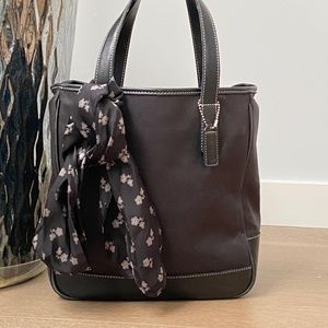 VINTAGE COACH Bucket Tote Bag, Leather and Canvas